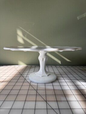 Vintage Indiana Glass Milk Glass Pedestal Cake Stand Cottagecore Decor